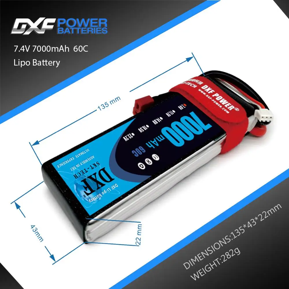 DXF-bater&iacute;a Lipo 2S 3S 7,4 V 11,1 V 5200mah 7000MAH 60C 120C 100C 200C 25C 50C, carcasa dura 1000mAh para coche helic&oacute;ptero FPV RC-3