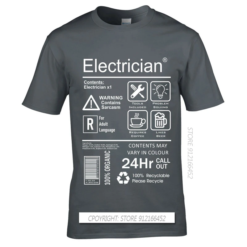 

Funny Electrician Package Care Instructions Mens T-Shirts Top Electrical Engineer Summer Men O-Neck Tees Shirt 3D Print Tee