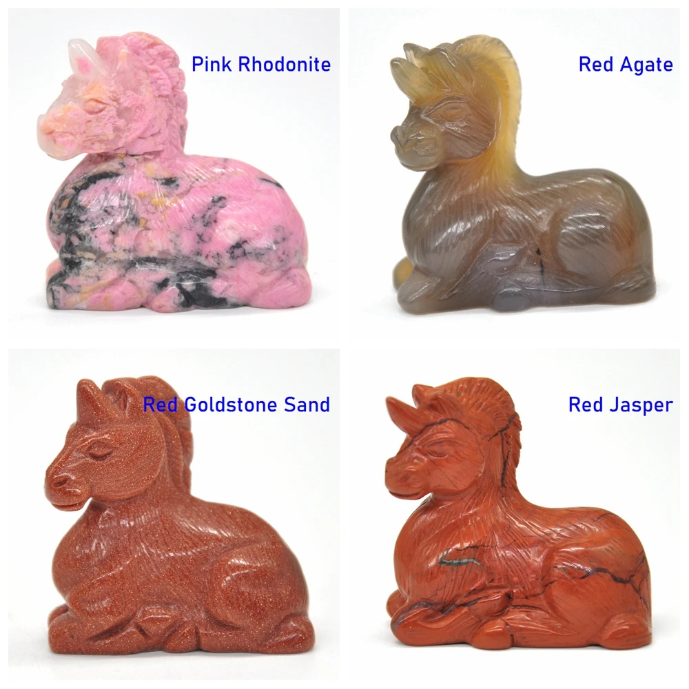 Статуя единорога натуральные камни резное украшение для комнаты исцеляющий