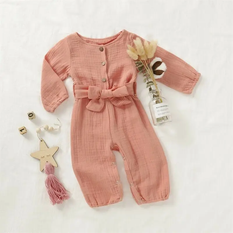 

AU Baby Girl Cotton Linen Romper Jumpsuit Newborn Infant Outfit Clothes
