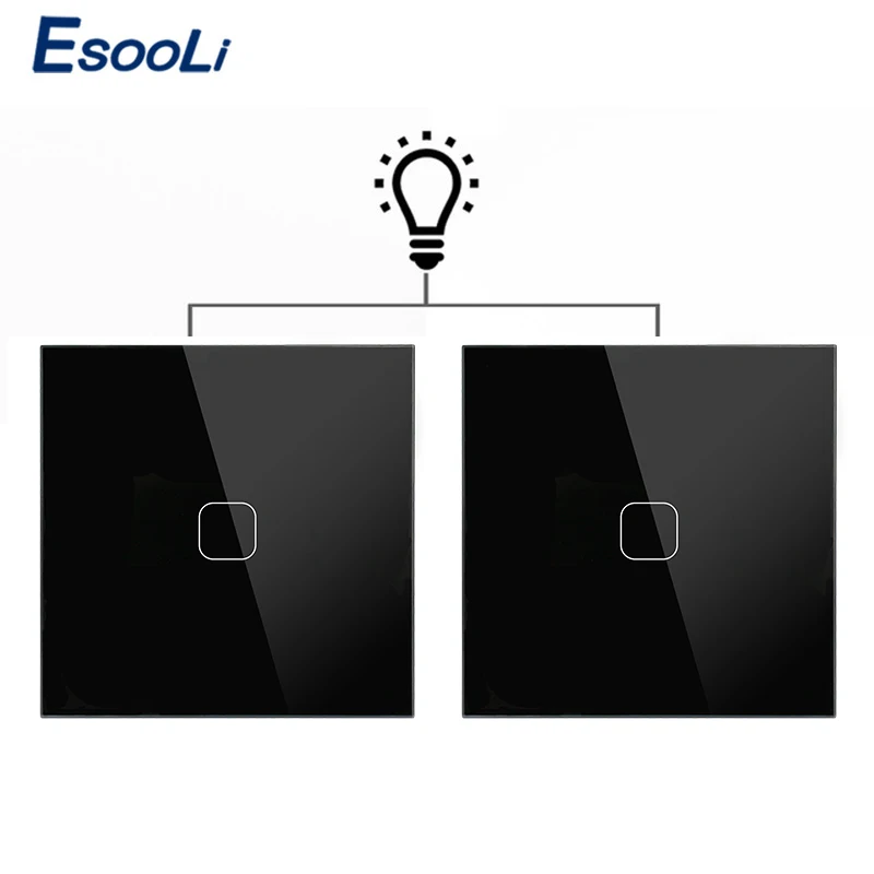

Esooli EU Standard Wall Light Touch Switch 1 Gang 2 Way Control Wall Light Touch Screen Switch, Crystal Glass Panel