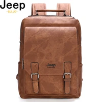 JEEP BULUO Men 15 6  Laptop School Bag Men Leather Backpacks Travel Multi Male Mochila Military camouflage style