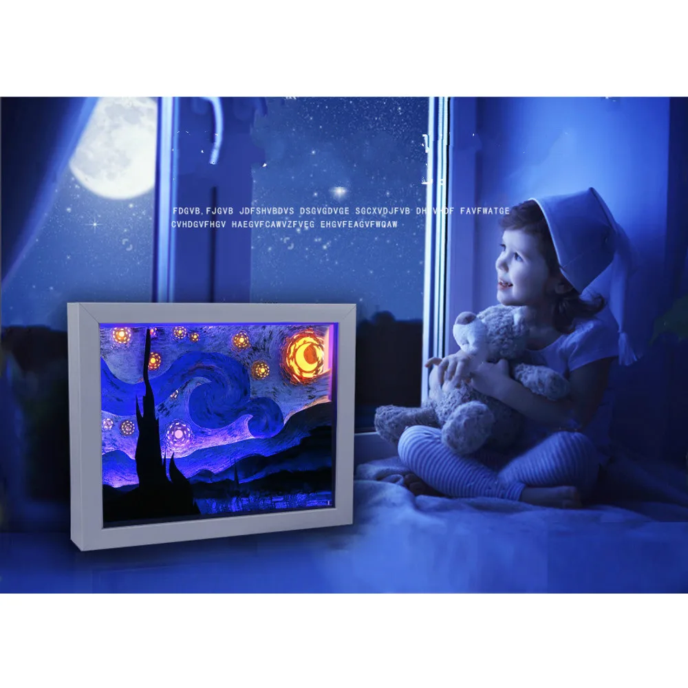 

Bedside Starry Night Lamp Led Light Indoor Lighting Van Gogh Veilleuse Enfant Home Deco Bed Usb Star Nachtlamp Room Lighting