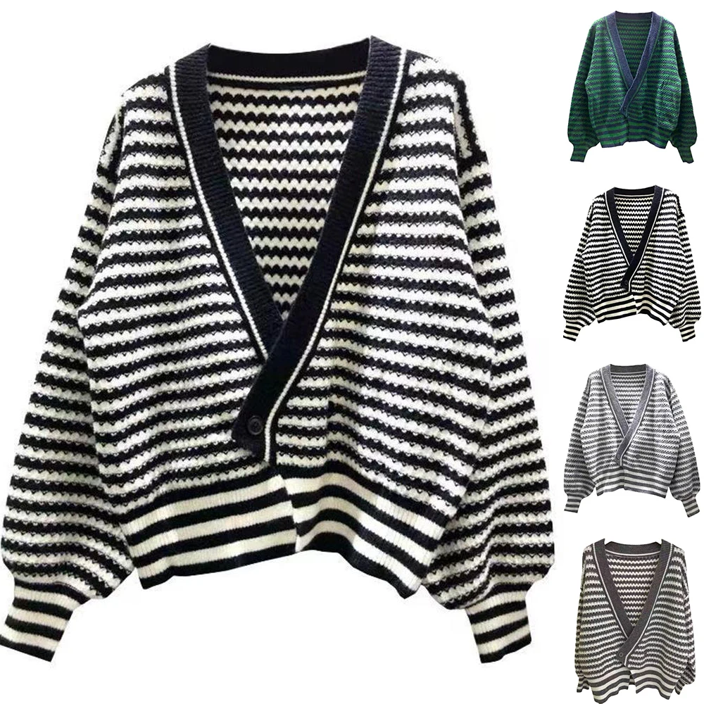 

Женский трикотажный свитер с V-образным вырезом и длинным рукавом