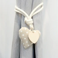 1pc lovely heart shape magnetic curtain tiebacks natural cotton linen rope window curtain buckle kids room drapes holder decor
