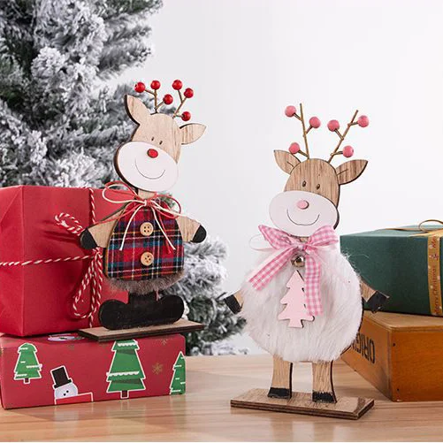 

Christmas decorations Stand Dolls, Wooden 21.5cm Elk, New Year's Gifts for Children, Desktop Decorations,Christmas Tree Pendants