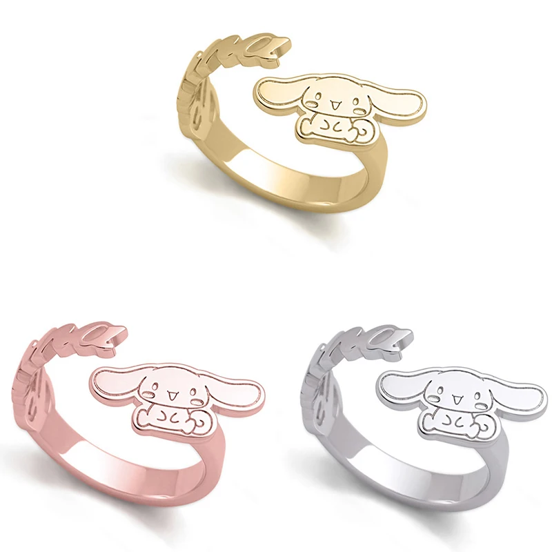 

Fashion Kawaii Sanrio Accessories Cartoon Cinnamoroll Rings Set For Cosplay Props Jewelry Trend Charm Gifts Small Gift For Girls