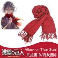 japanese attack on titan mikasa levi ackerman scarf cosplay costume shingeki no kyojin red white scarves halloween costume new