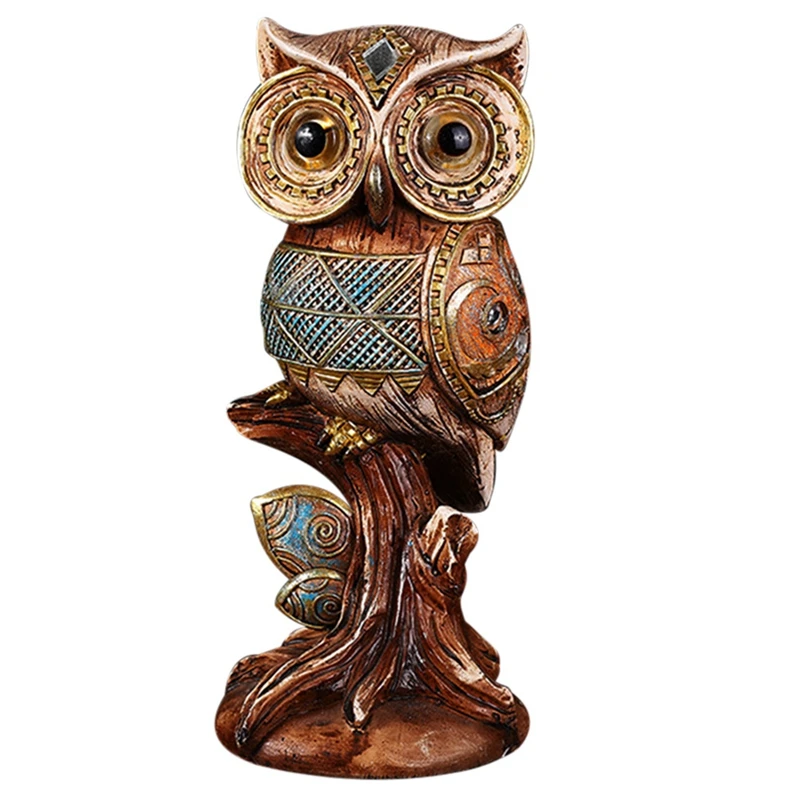 

AT69 -American Pastoral Vintage Resin Owl Decor Statue Home Decoration Sculpture Cute Animal Crafts Ornaments Figurines