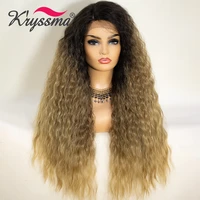 kryssma l part lace ombre blonde lace wigs long curly synthetic wigs mixed black wigs for women loose curly wig african american