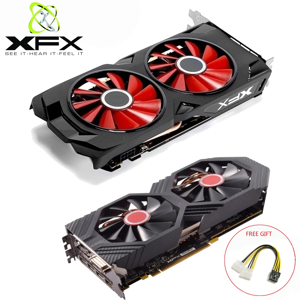 XFX видеокарта AMD Radeon RX580, 4 ГБ DDR5, видеокарта AMD GPU RX 580, 4 Гб, 256 бит, игровая видеокарта для ПК, PC Gamer, используемые карты AMD Radeon