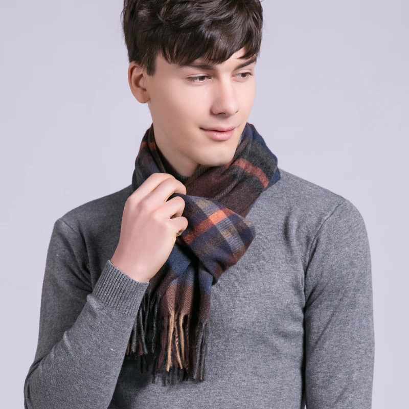 Man Wool Scarf for Winter Warm Neckerchief Plaid Tassels Wraps and Shawls Echarpe Homme Bufanda Hombre Soft Warm Winter Scarves