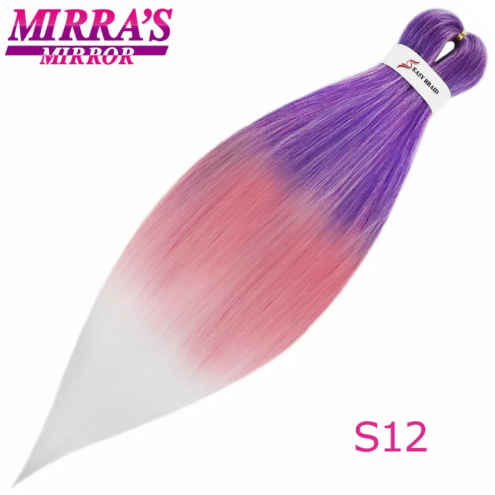 S12 Mirra's Mirror's Mirra's Mirror, косички для волос, Омбре, предварительно растягивающиеся плетеные волосы, синтетические волосы кроше для наращивания 2" 26" EZ Professional - Цвет: S12