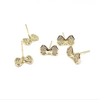 gold color plated brass crystal butterfly knot charms earrings settings connectors for diy jewelry making finding accessories