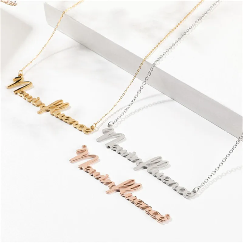 

Custom Letter Necklace Personalized Jewelry Chain Pendant Name Gold Silver Color Necklace For Women Girl Stainless Steel Gifts