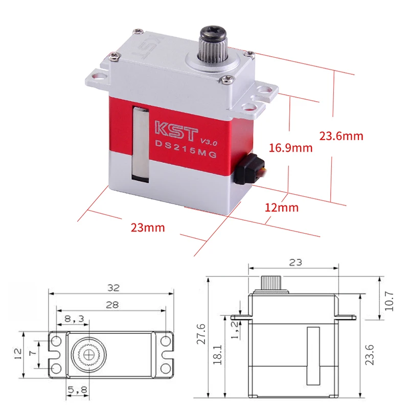 KST DS215MG V3.0 4 8-7 V металла Шестерни тигельные перекоса ССРМ/руль цифровой задний