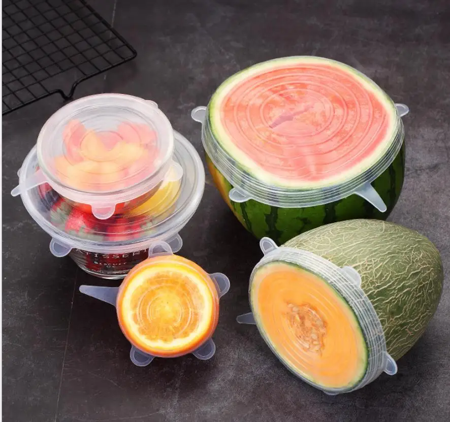 

6 Pcs/Set Food Silicone Cover Cap Universal Silicone Lids For Cookware Bowl Reusable Stretch Lids Kitchen Accessories