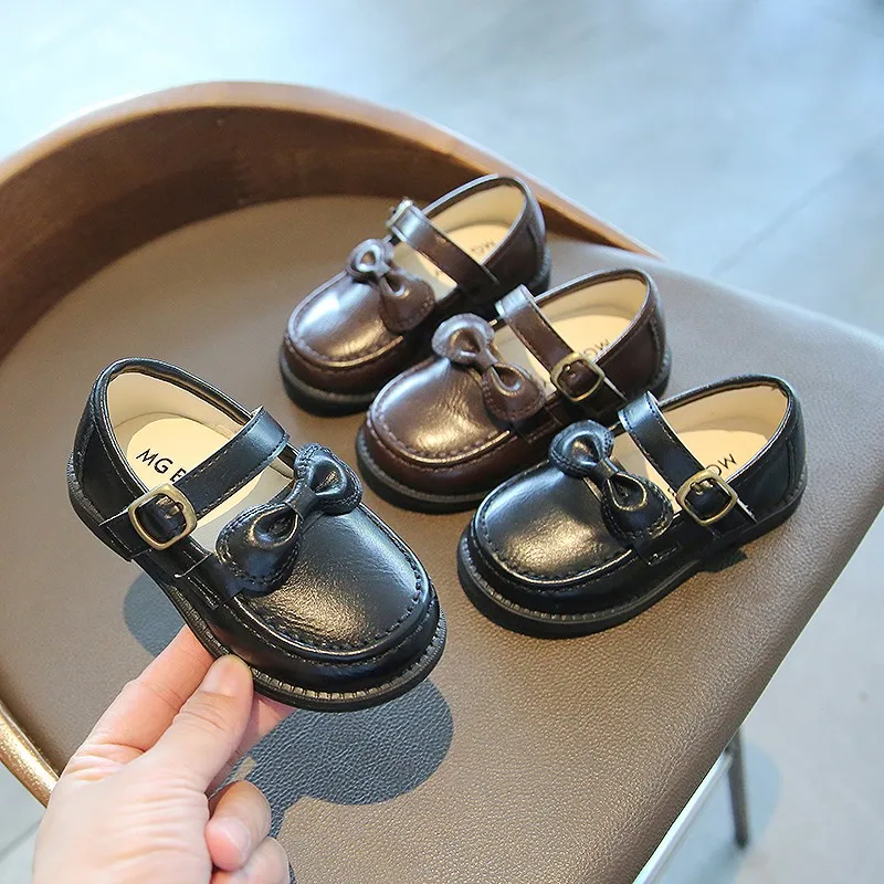 

Children's PU Leather Shoes Soft-soled Baby Toddler Shoes Korean Bowknot Girls Princess Shoes Children Single Shoes Party Shoes