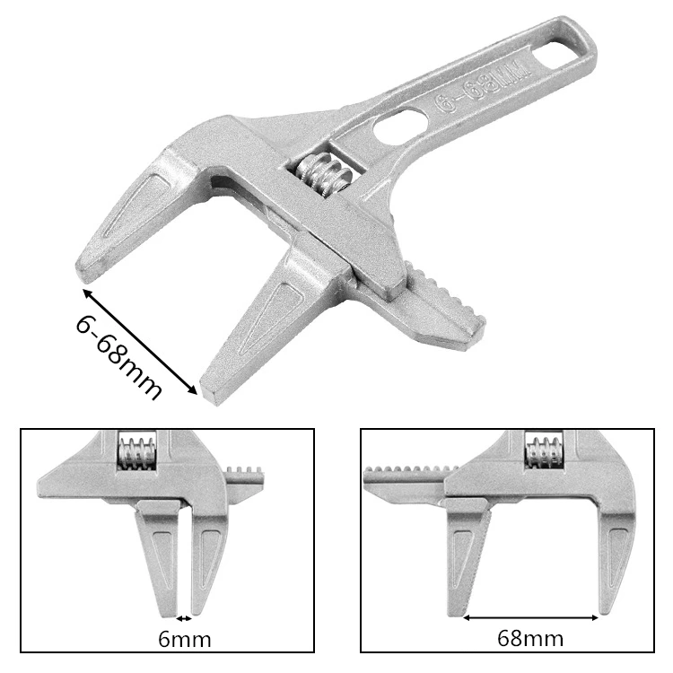 

DIY Sawtooth Wrench 6-68mm Large Opening Bathroom Spanner Sewer Pipeline Plumbing Tube Nut Key Aluminum Alloy Repair Hand Tool