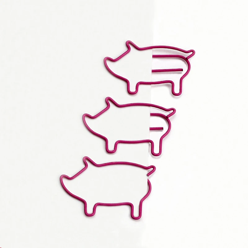 10pcs Metal Binder Clips Notes Letter Paper Clip Stationery Cute Cartoon Pig Pink Bookmark Papelaria Office Supplies | Канцтовары для