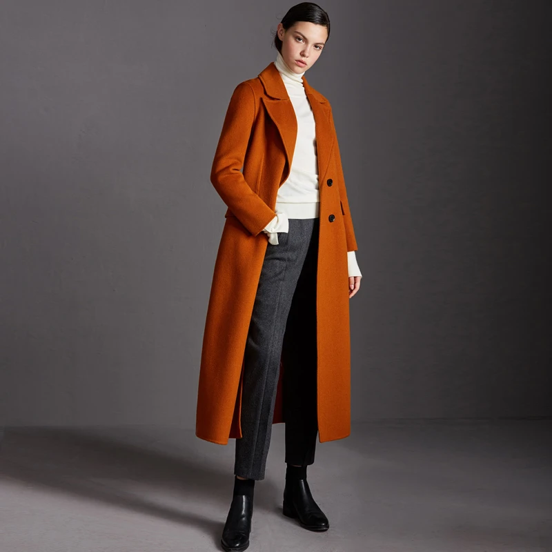 

High quality minimalist Women jacket European Wool woolen Coat Female 2020 Winter New suit collar double-sided Wool Parka W181
