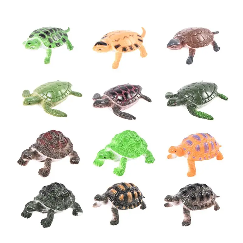 

12pcs/set Simulation Animal Tortoise Figures Model Toys Halloween Jokes Trick Kids Educational Collection Gift