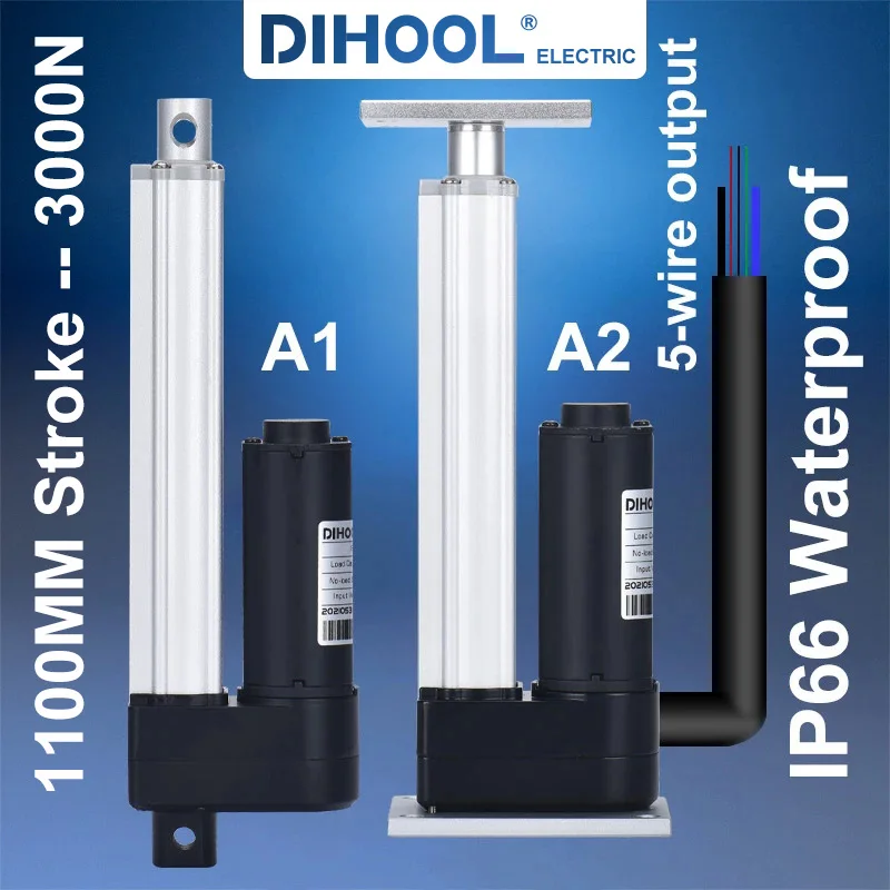 

DHLA3000 1100MM Stroke Motor DC 12V 24V High Power Electric Linear Actuator 3000N Telescopic Rod Motorized Medical bed actuator