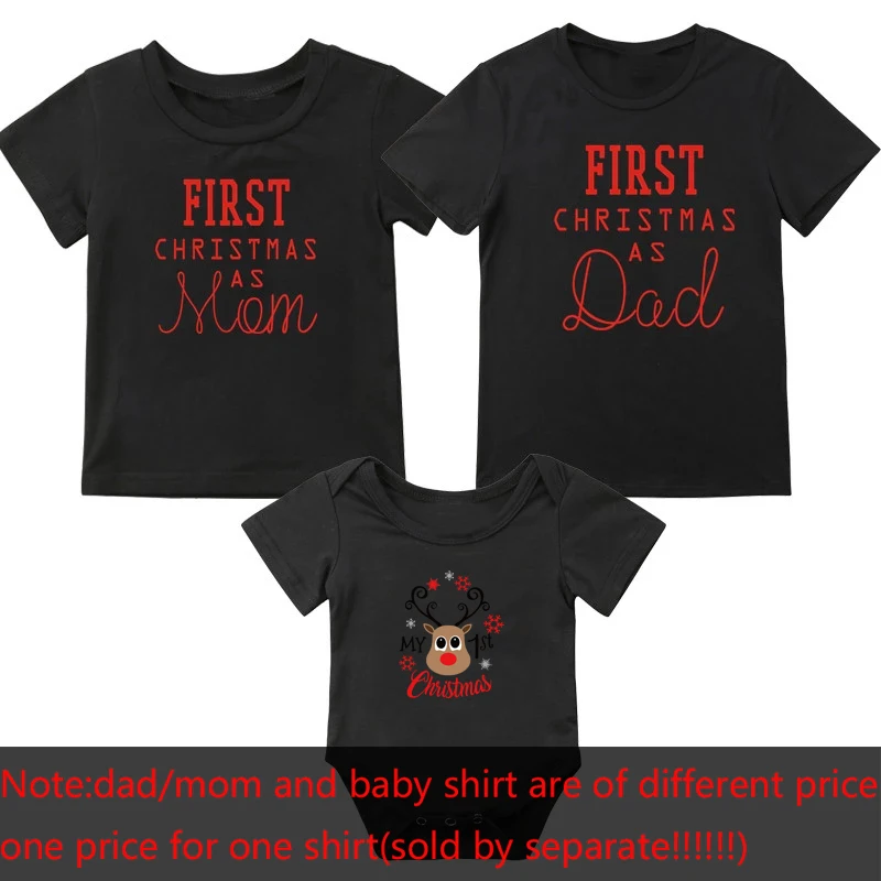 Camiseta negra de manga corta para mam&aacute; y pap&aacute;, ropa divertida a juego para Familia, 1 ud.-3