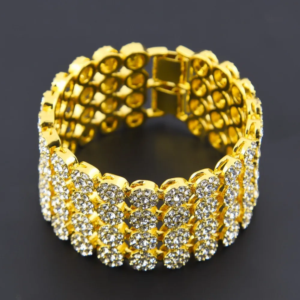 

Новая мода очарование в стиле «хип-хоп» Полный Стразы ограненные Bling геометрические круглые браслеты на запястье для мужчин в стиле хип хоп ...