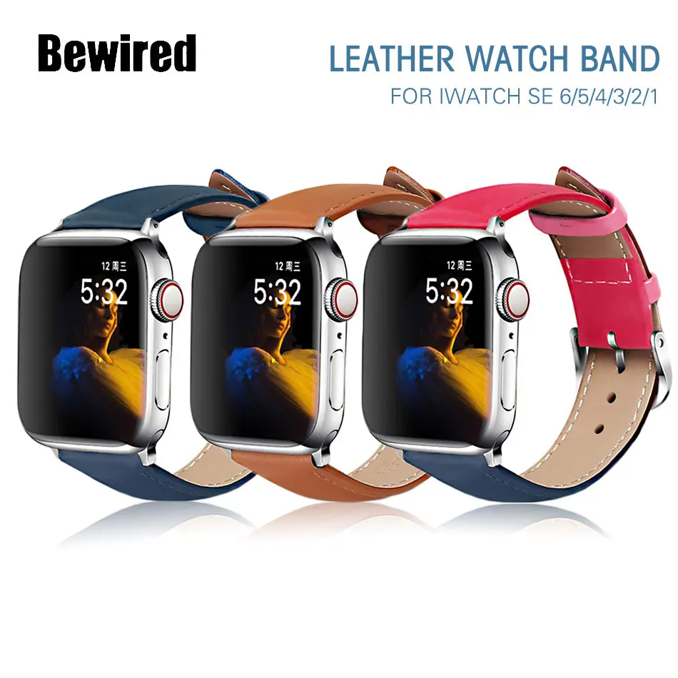 

Leather Sport Watch Band for Apple Watch SE 4/5/6 Loop Strap 40MM 44MM for iWatch Series 1/2/3 38MM 42MM Bracelet Band Strap