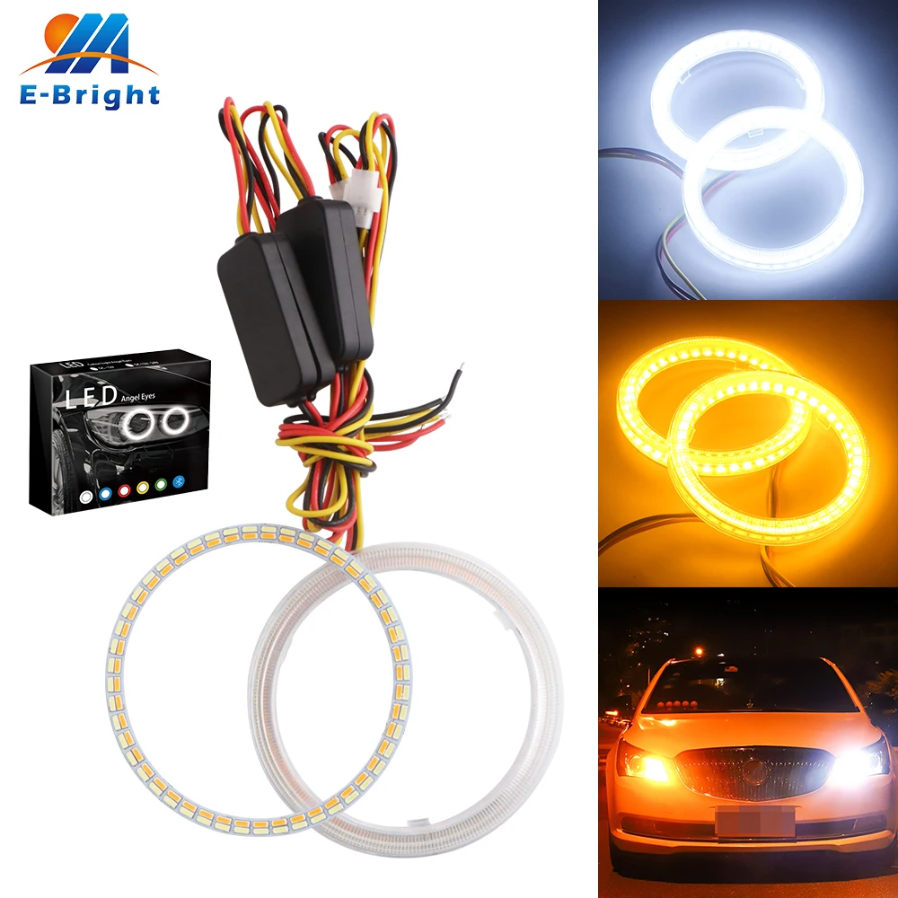 2 шт./компл. 12V 24V белый и желтый 60 70 80 90 95 100 110 120mm 4014 светодиодный Ангельские глазки