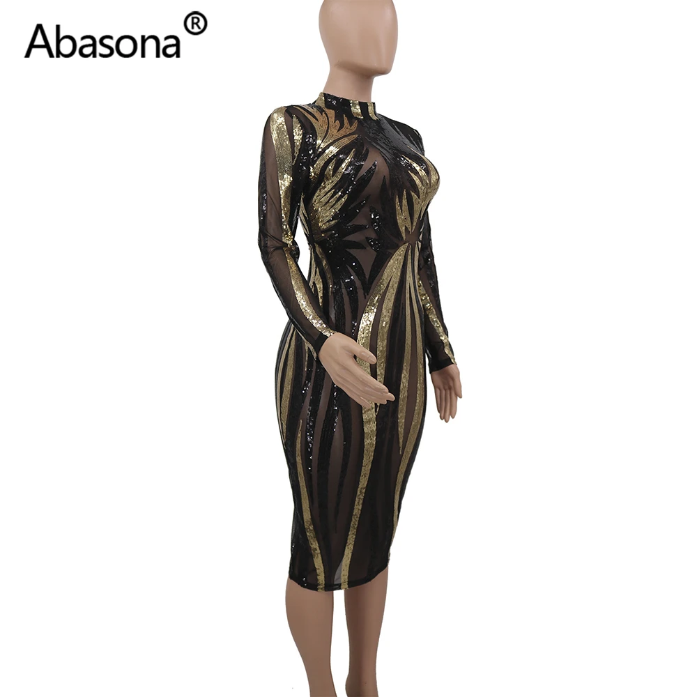 Abasona, осенне-зимнее женское сексуальное облегающее платье с длинным рукавом и геометрическим рисунком,, прозрачные сетчатые обтягивающие платья с блестками, вечерние платья для ночного клуба