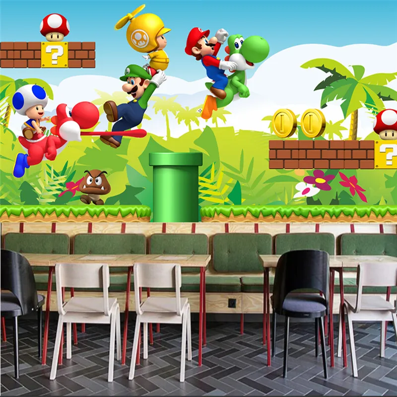 

Mario Game 3D Anime Custom Children's Room Wallpaper Living Room Bedroom Study Room Decoration Mural Wallpaper