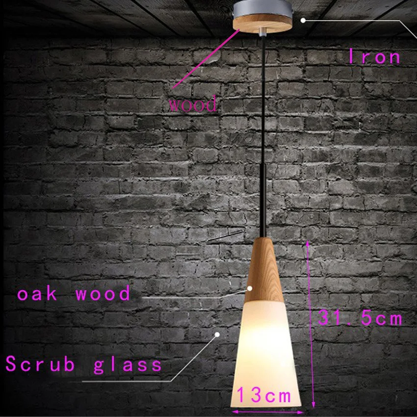 

Nordic oak wood glass pendant lamp modern Circular Cone Shape glass dining room hanging lamp Bedroom bar cafe Lighting fixture