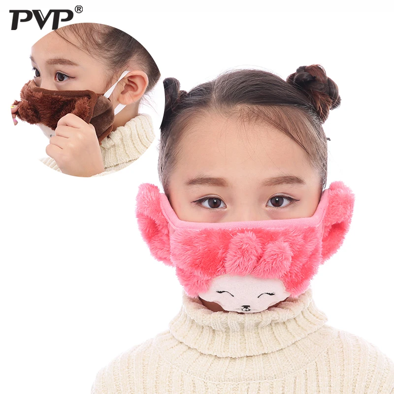 Модная зимняя теплая маска для рта 2 в 1 с режимом PVP наушники мультяшный