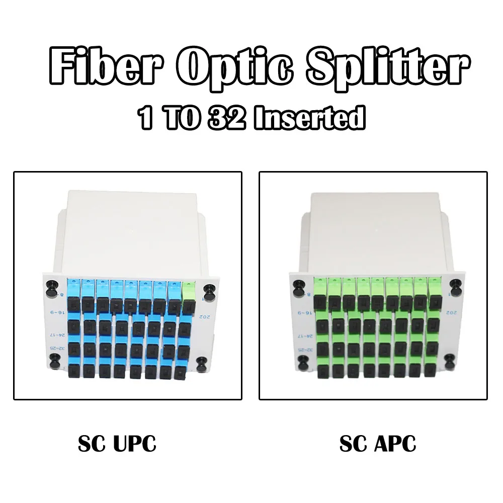 

1 To 32 SC APC/UPC SM Inserting Optic Fiber Splitter SM Single Mode PLC FTTH Ethernet with Adapter