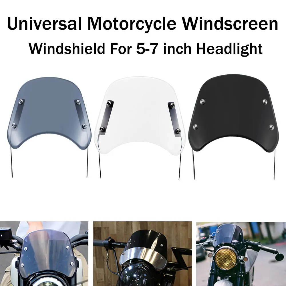 

Universal 5" - 7" Windshield Compact Sport Wind Deflector Headlight Fairing Instrument Visor For Harley Motorcycle Accessories