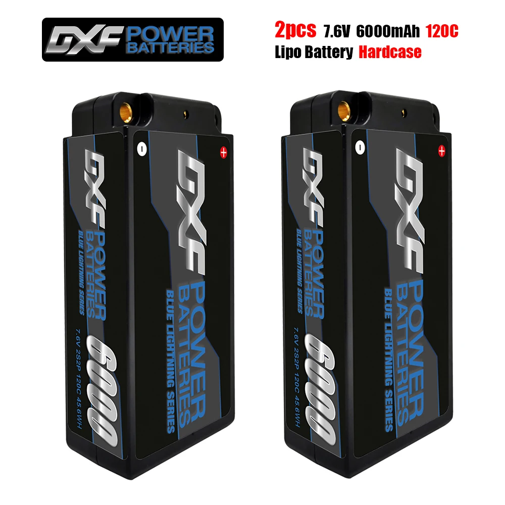 2 шт. DXF Lipo аккумулятор 2S 7 6 В 6000 мАч 120C 5 мм HV укороченный для RC HPI HSP 1/8 1/10 багги