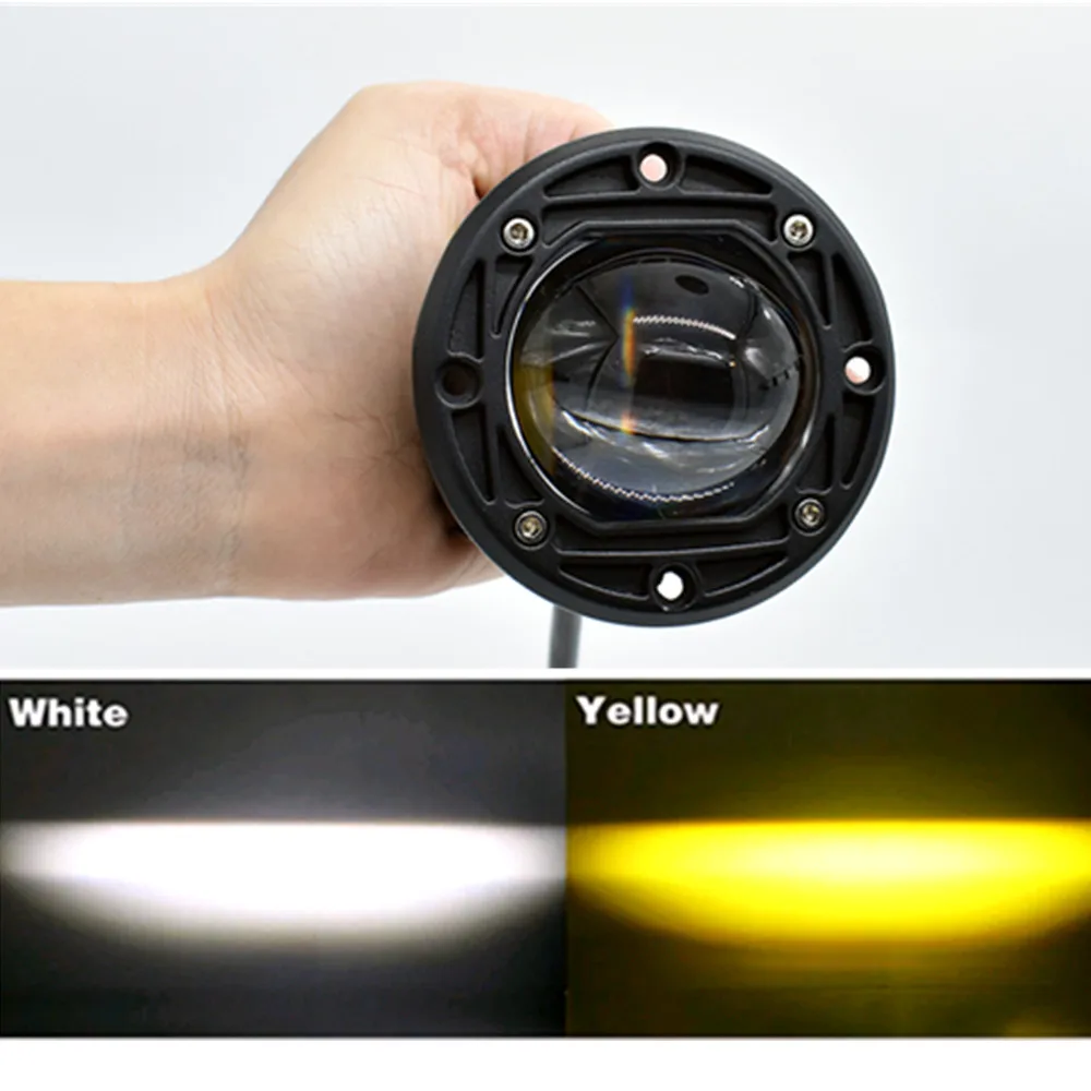 3 Inch 40W 8D LED Lens Work Light Round Dual Color 3inch Fog Lamp Driving Beam Square For Off Road 4WD Truck SUV ATV Motorcycle