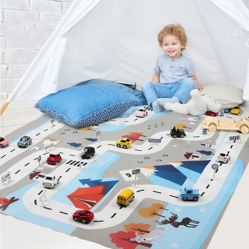 

Game Pad Kids Play Mat Traffic Map Carpet Child City Road Buildings Parking Map Mats Game Scene Early Educational Toys Baby Gift
