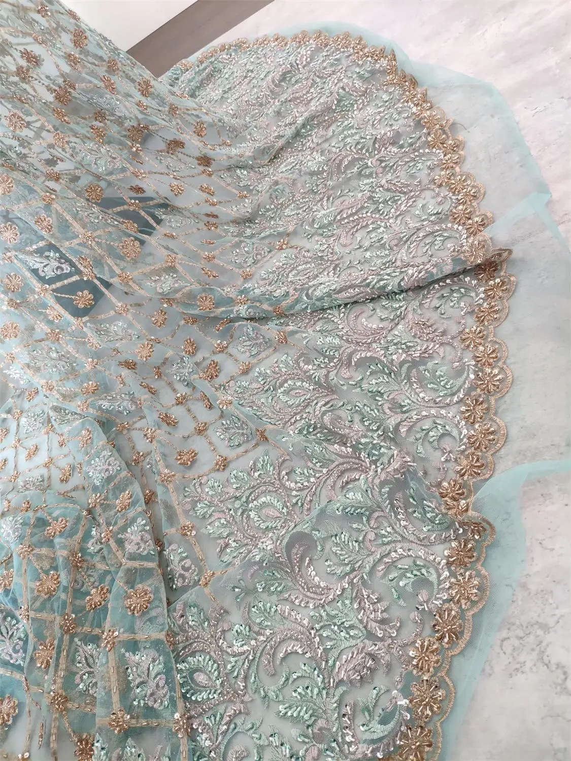 style 1 green Мятно-зеленая 3D вышитая бисером кружевная ткань Африканская вышитая бисером кружевная ткань свадебная Тюлевая сетчатая кружевная ткань для свадебной вечеринки - Цвет: style 1 green