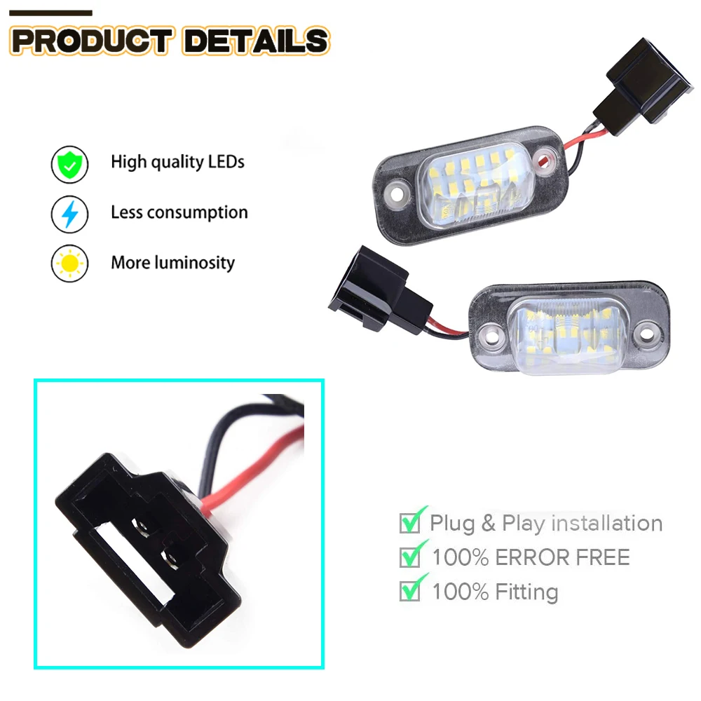 2 шт. белые светодиодный ные подсветки номерного знака для VW Golf Mk3 Polo 3 Classic голоса