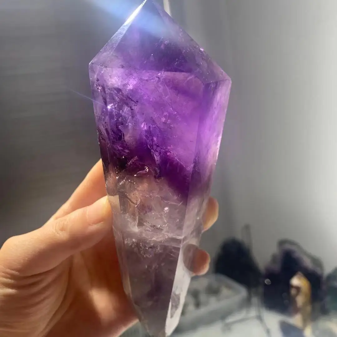 

Natural Stones Crystal Amethyst Quartz Mineral Obelisk， Healing Stone Energy Ore，home decoration