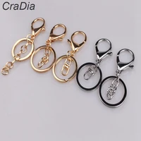 100pcs lobster clasp keychain 30mm round hook keyring golden silver plate key chains for jewelry making charms