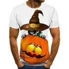Футболка мужская с забавными тыквами и фонариками, тематический топ на Хэллоуин, модная Повседневная рубашка с коротким рукавом и круглым вырезом, с 3D принтом, лето
