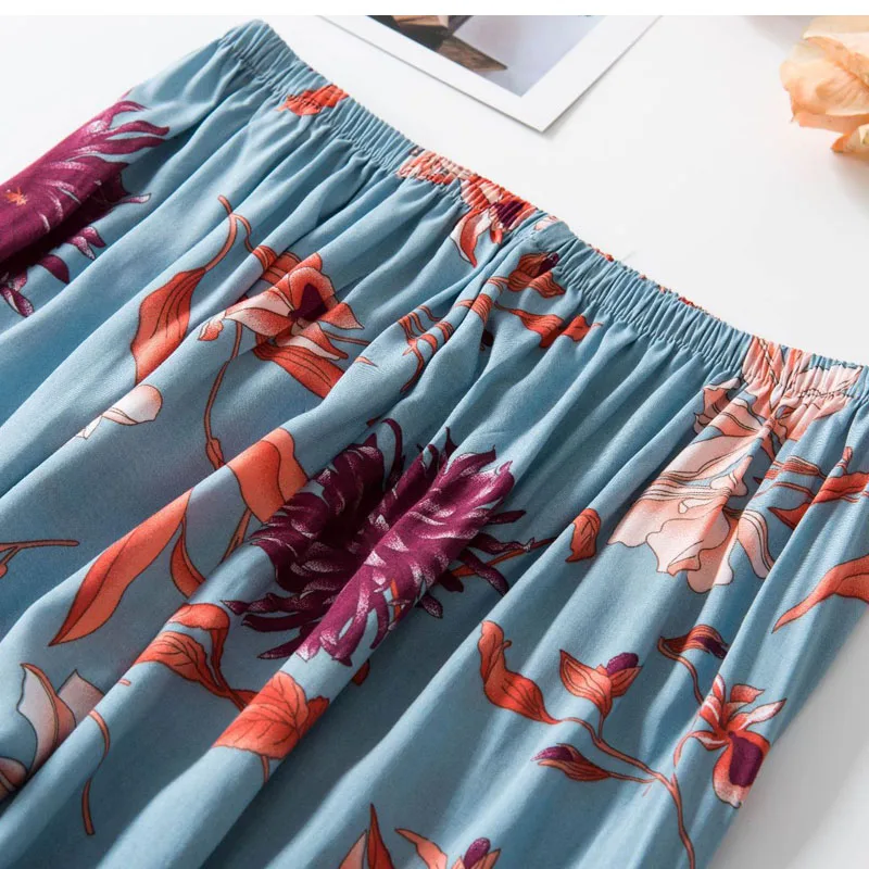 

Women's 3-piece Pajamas 2020 Floral Print Sling Top + Outer Gown + Trousers Ladies Home Wear Set Loose Comfortable Sleepwear