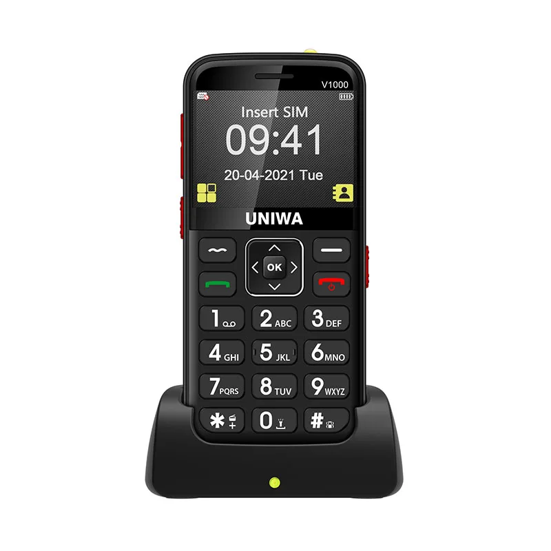 Unlocked UNIWA V1000 4G 2.31inch Mobile Phone Flashlight FM Single Sim 0.3MP Camera Bluetooth English Russian Keypad CellPhone
