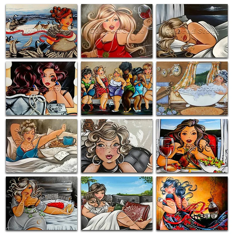 Алмазная живопись с изображением толстых девушек мультяшная женщина красивая