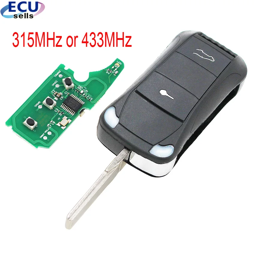 Брелок дистанционного управления с 2 кнопками 315 МГц/433 МГц для чипа Porsche Cayenne 2004-2011