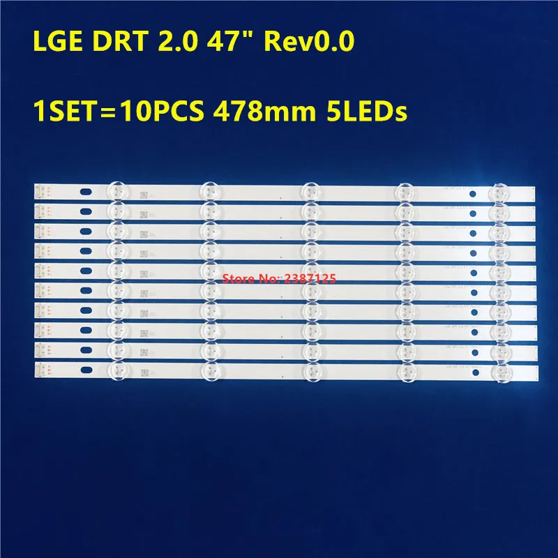10 шт. комплект светодиодный stripLG 47LN5460 Innotek POLA2.0 47 дюймов 47LN5400 47LN5700 Novo E Em aluminio LG LGE DRT 2